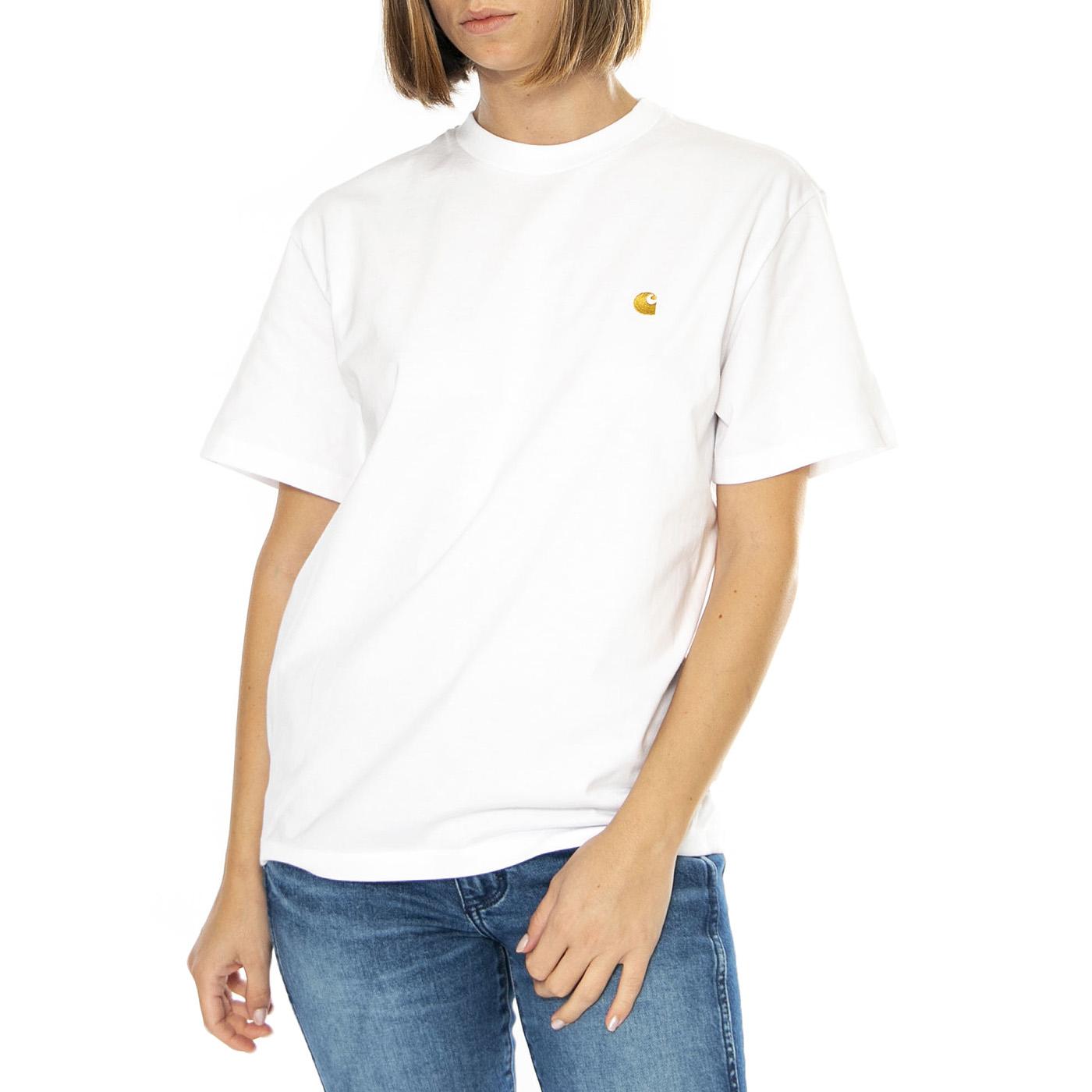 W' S/S Chase T-Shirt White / Gold - Maglietta Girocollo Donna Bianca I033045.00RXX . CARHARTT WIP 