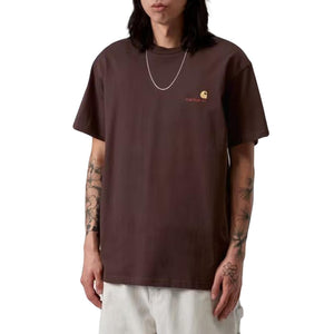 S/S AMERICAN SCRIPT T-SHIRT PALISANDER - Maglietta Girocollo Uomo Marrone I029956 33HXX CARHARTT WIP 