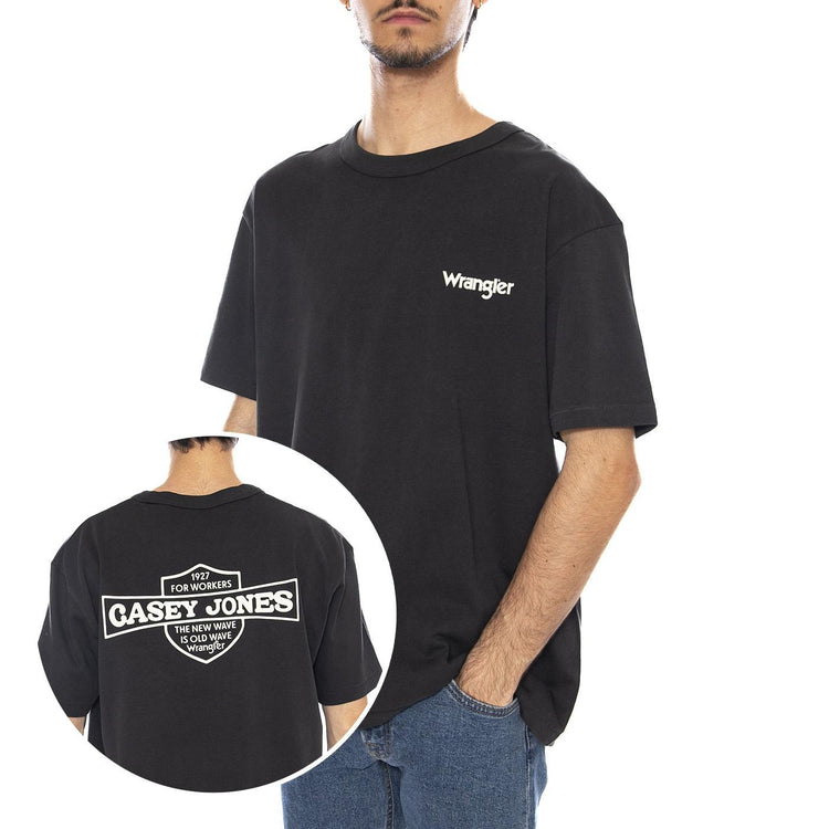 CJ Graphic Tee Faded Black - Maglietta Girocollo Uomo Nera 112371493  WRANGLER 