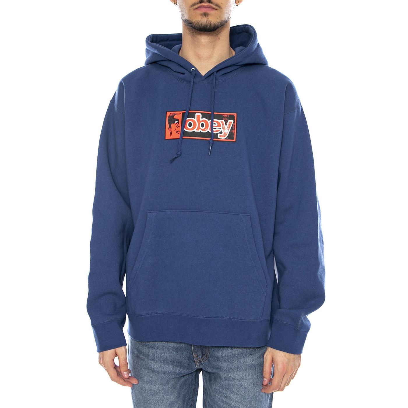 Obey Half Icon Fleece Limoges -- Felpa Girocollo Uomo Blu 112843911 LMS OBEY 