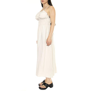 Vestido Midi Satinado Tirantes Blanco - Abito Donna Bianco 41W/11238  WILD PONY 