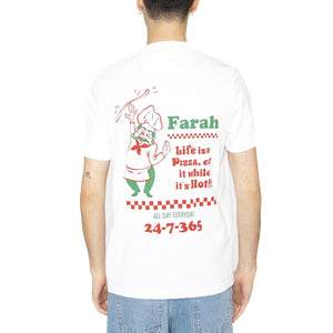 Powis Graphic Tee White - Maglietta Girocollo Uomo Bianca F4KSF017104  FARAH 