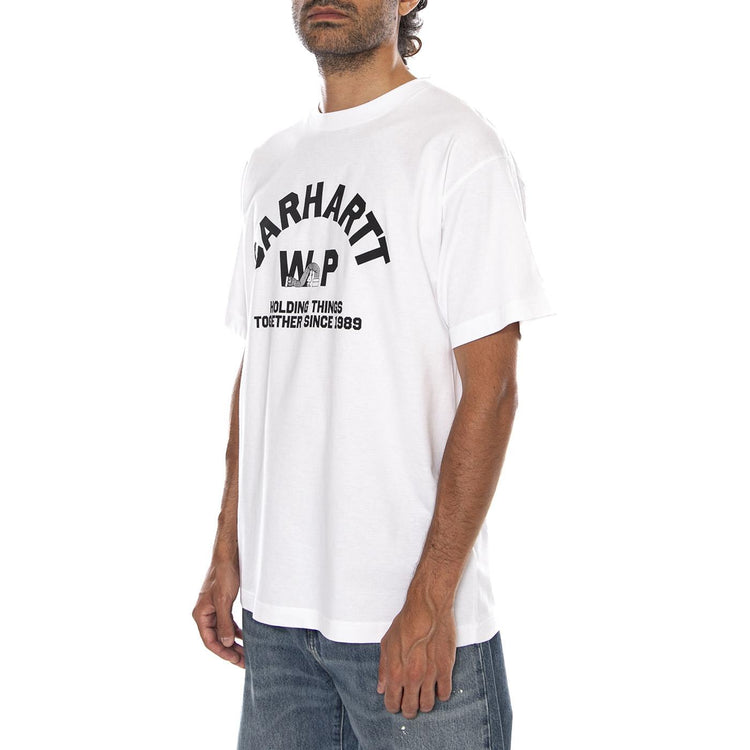 S/S COLUMN T-SHIRT WHITE - Maglietta Girocollo Uomo Bianca I037542 02XX CARHARTT WIP 