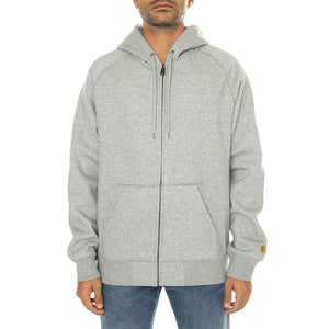 Hooded Chase Jacket Grey Heather / Gold - Felpa con Cappuccio Uomo Grigia I033664.00MXX . CARHARTT WIP 