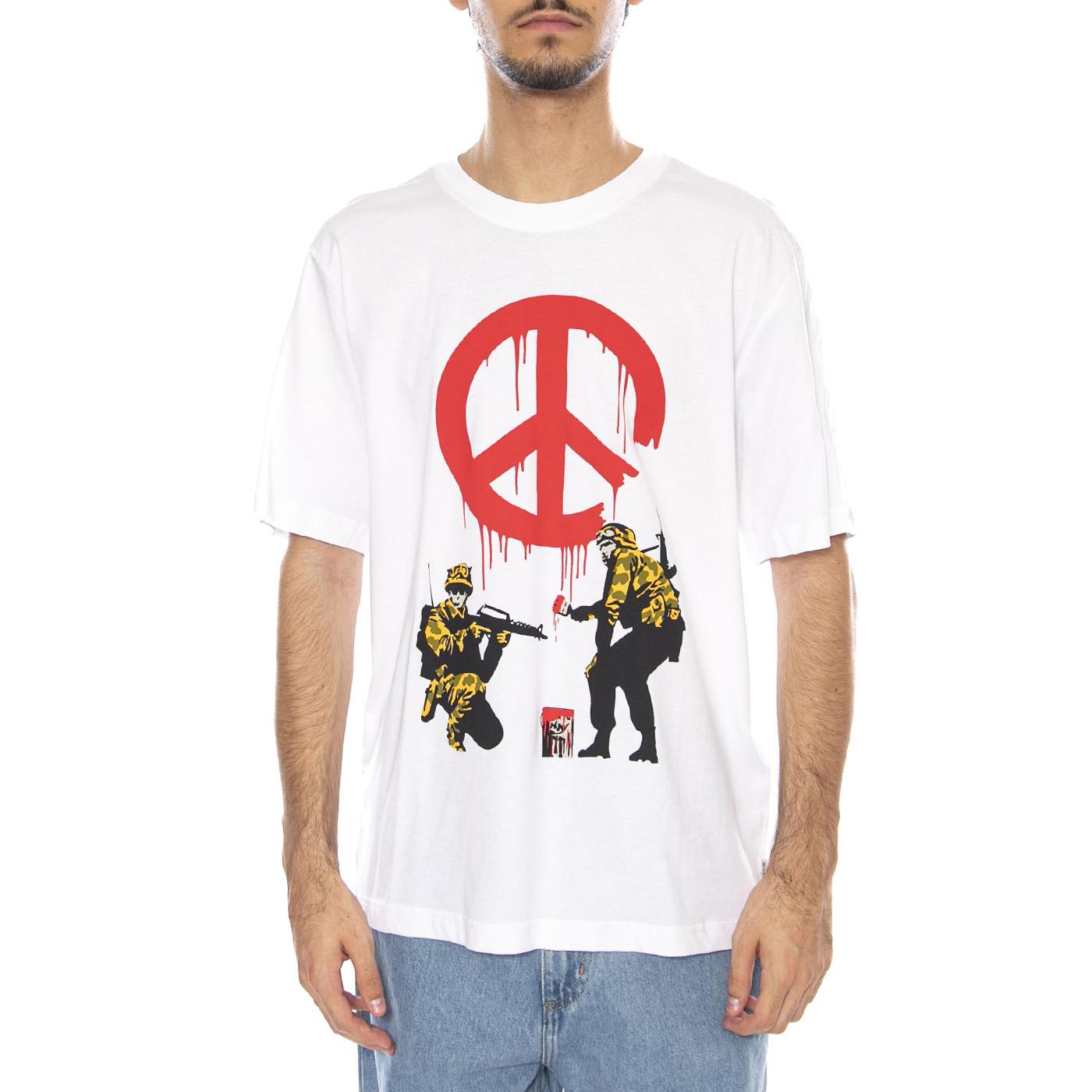 Banksy SS Relax Tee Bright White - Maglietta Girocollo Uomo Bianca con stampa Banksy 22035158-4825923 . ONLY & SONS 