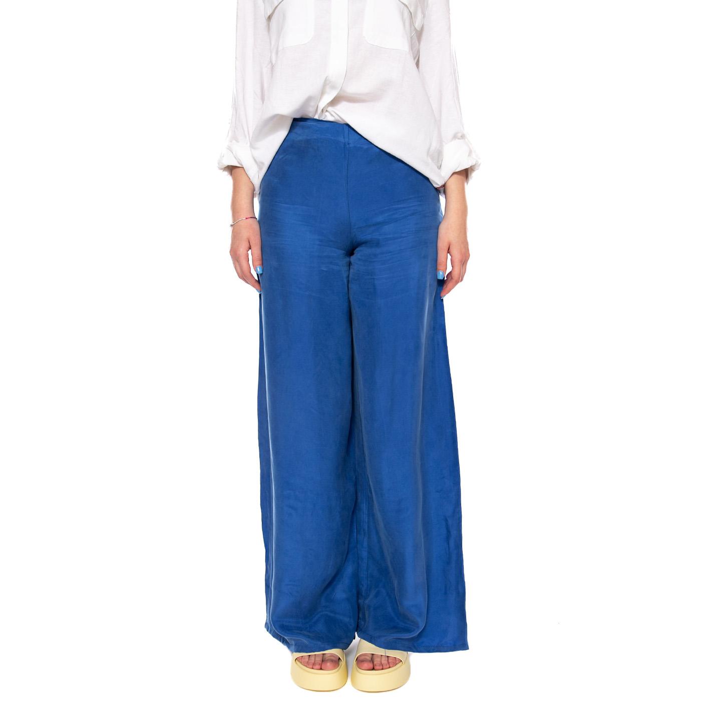 PANTALÓN CREPÉ AZUL - Pantaloni Larghi Donna Blu 61W/11219 BLUE WILD PONY 
