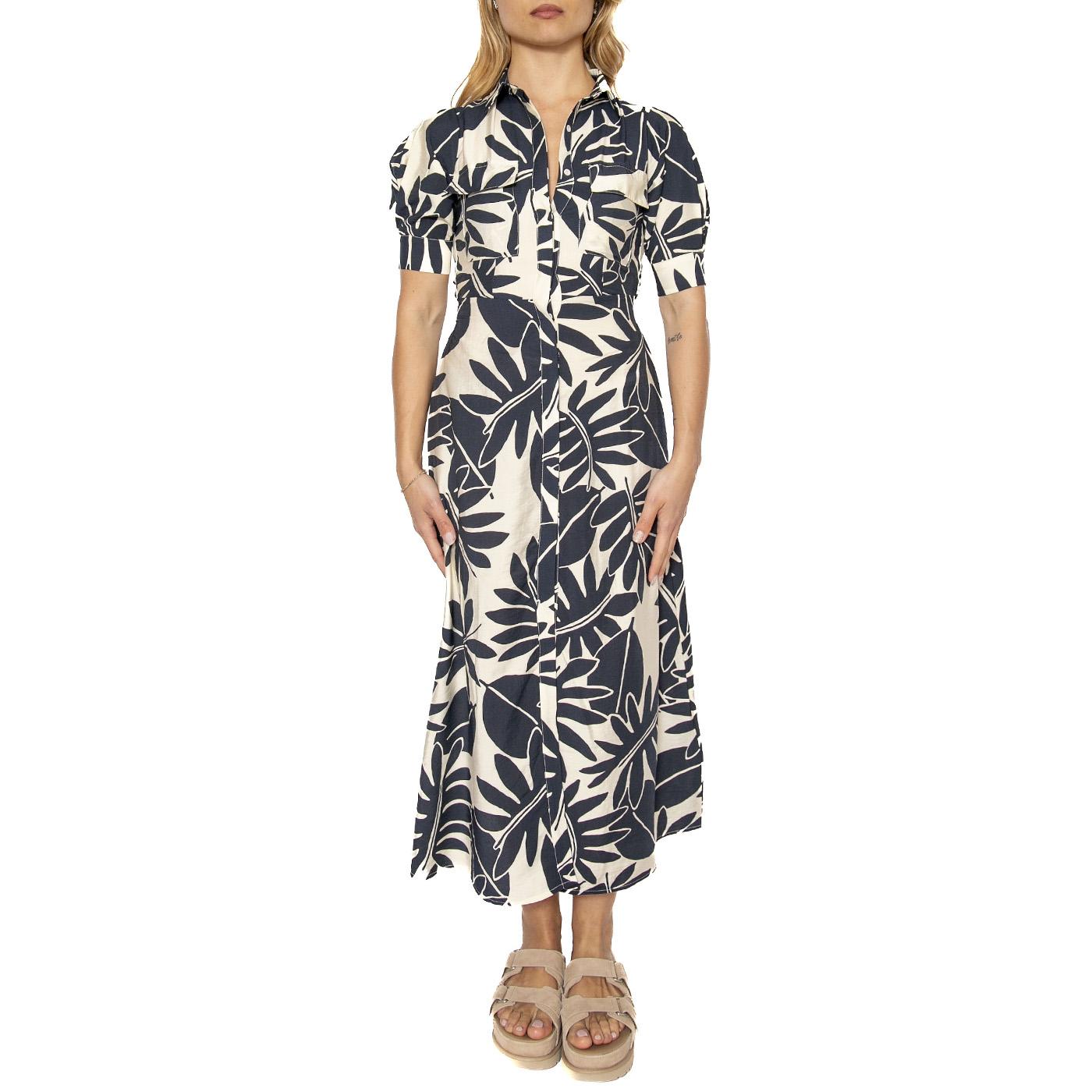 Vestido midi camisero floral Filodendro - Abito Donna Multicolore 51W/11203 . WILD PONY 