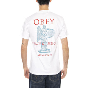 Obey Peace & Justice Statue Maglietta -- Maglietta Uomo Bianca 165264238 WHT OBEY 