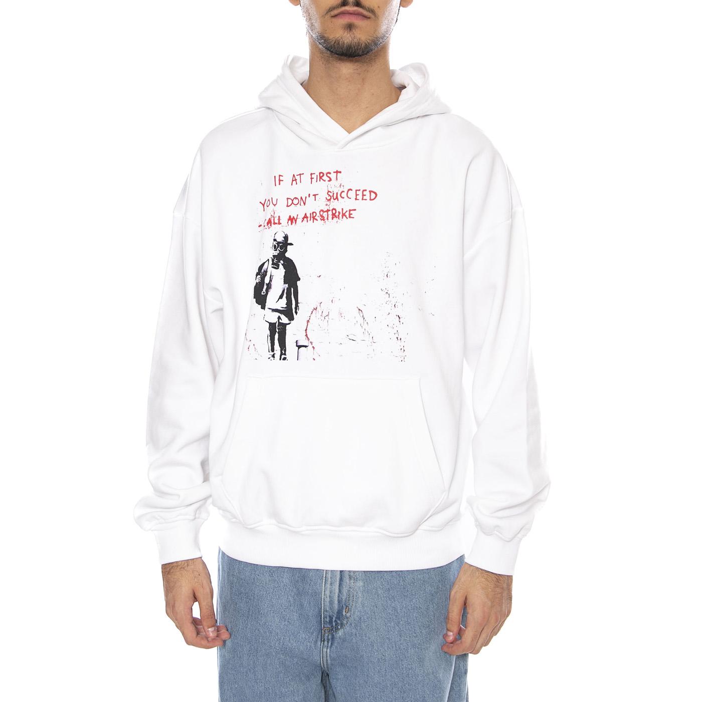 BANKSY VTG Hoodie VD Bright White Airstrike - Felpa con Cappuccio Uomo Bianca 22035423-4911254 . ONLY & SONS 