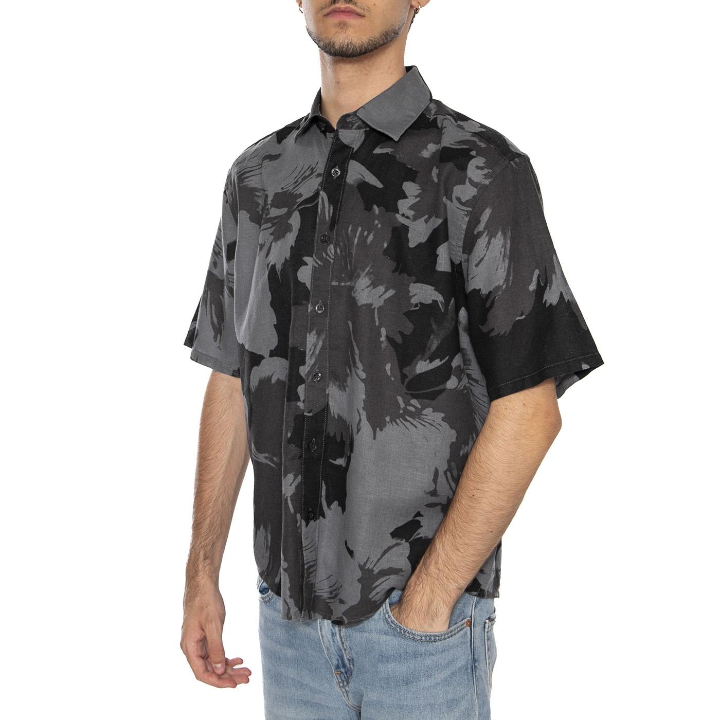 Onscaiden Life SS Relax AOP Linen Shirt Black - Camicia Maniche Corte Uomo Multicolore 22032123-CA . ONLY & SONS 
