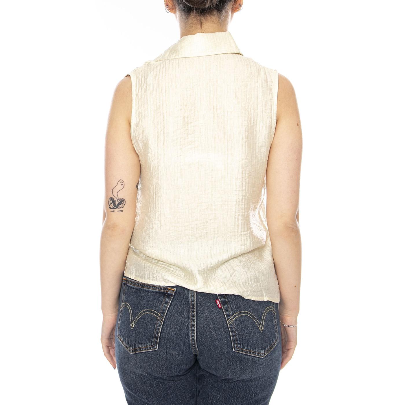 CAMISA TEXTURIZADA BLANCO ROTO ECRU - Top Donna Ecrù 61W/11241 ECR WILD PONY 