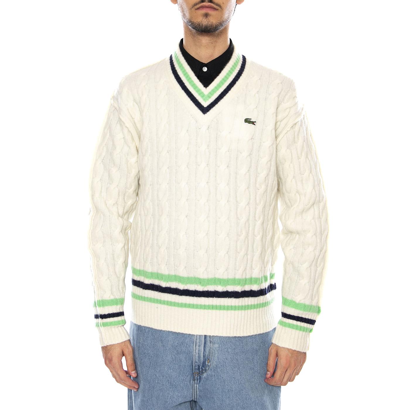 PULLOVER 9II White - Maglione Scollo a V Uomo Bianco AH5199-9II . LACOSTE 