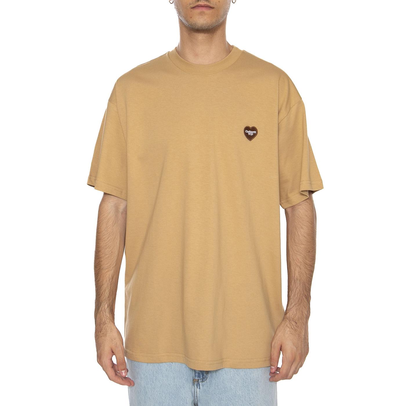 S/S Heart II Hartt T-Shirt Dusty H Brown - Maglietta Girocollo Uomo Marrone I035203.07EXX  CARHARTT WIP 