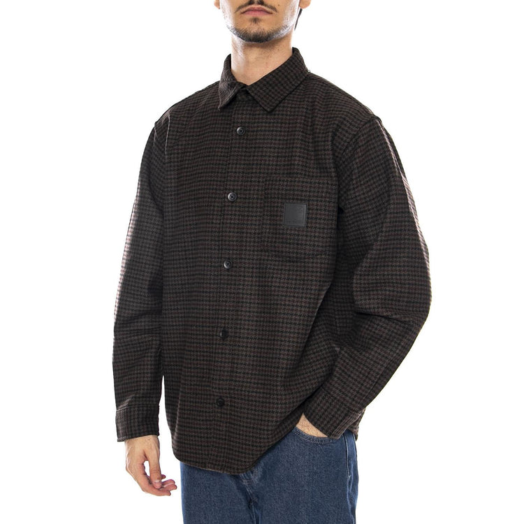 L/S Lowis Shirt Lowis Houndstooth, Vitola Heather - Camicia Uomo Verde I035328.35MXX  CARHARTT WIP 