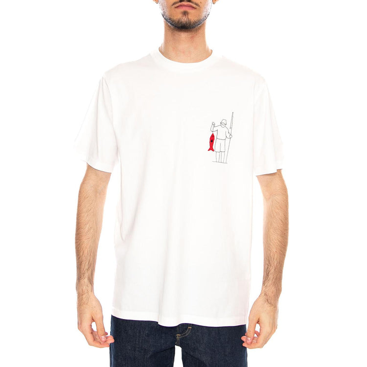 FISHERMAN ZACH TEE - Maglietta Girocollo Uomo Bianca MTS00508 WHT THINKING MU 