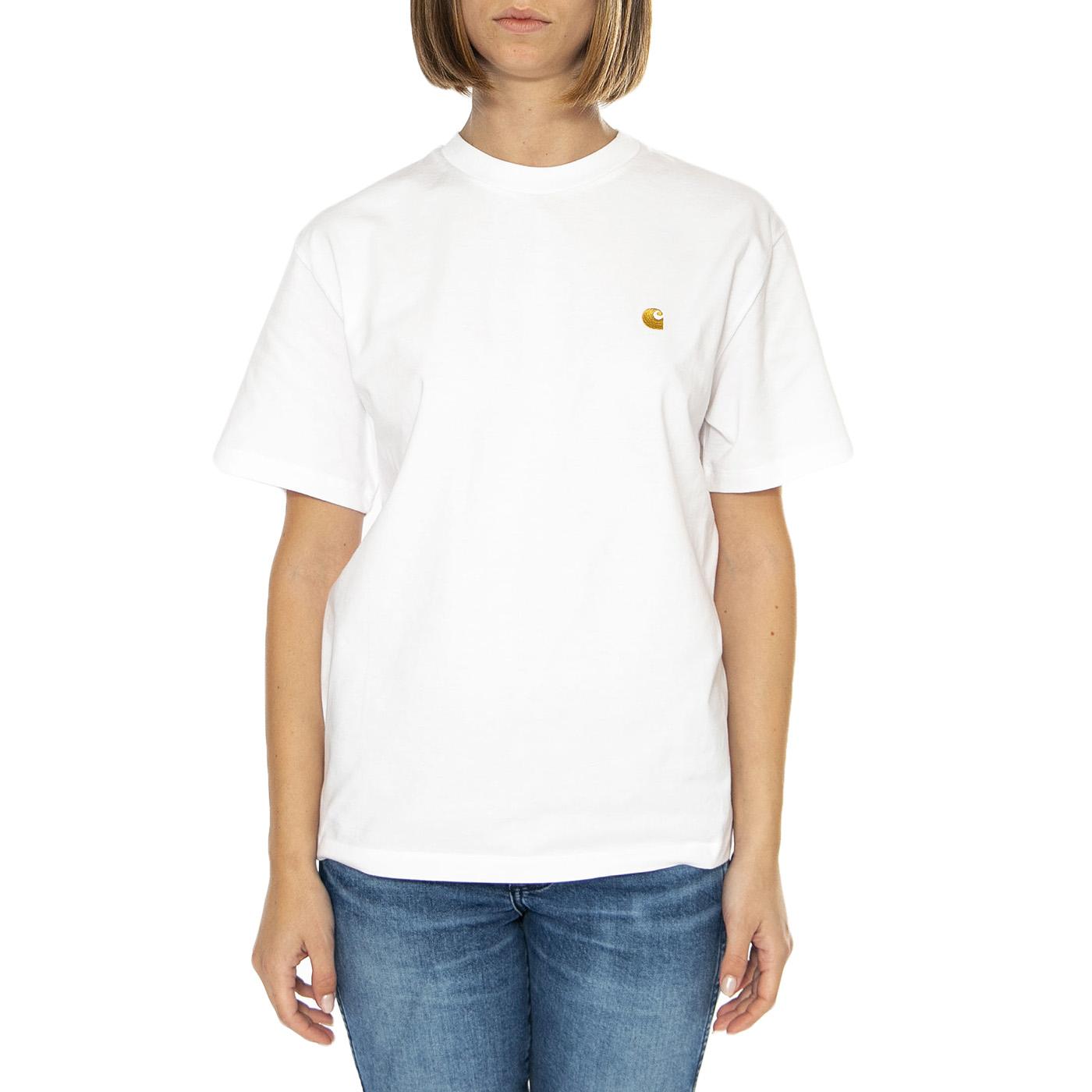W' S/S Chase T-Shirt White / Gold - Maglietta Girocollo Donna Bianca I033045.00RXX . CARHARTT WIP 