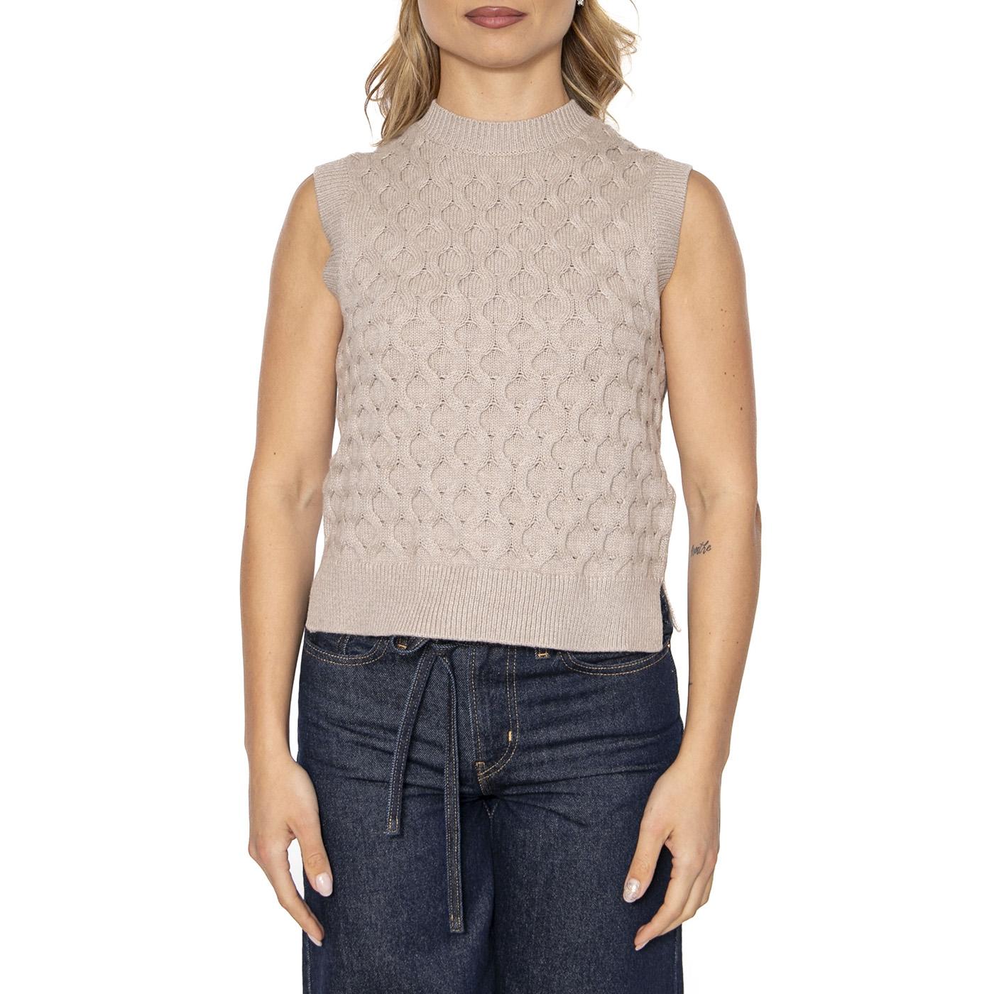 Bluebell Cable Vest Mid Oatmeal Heather - Canotta in Maglia Donna Beige 0012J-0000 . LEVIS 