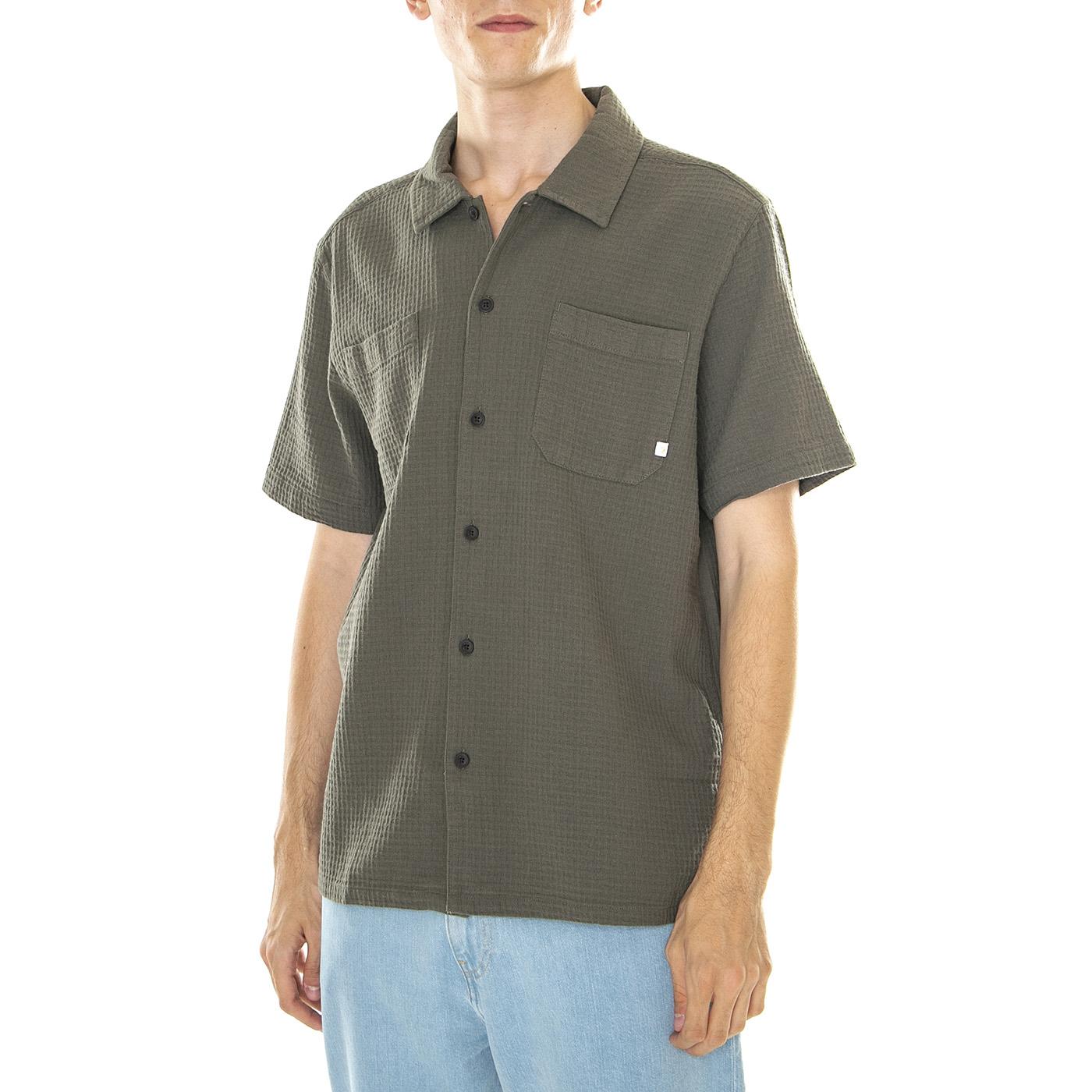 M' Fitzgerald Relaxed Fit Texture Shirt S/S - Camicia Maniche Corte Uomo Verde F4WSD040-310  FARAH 