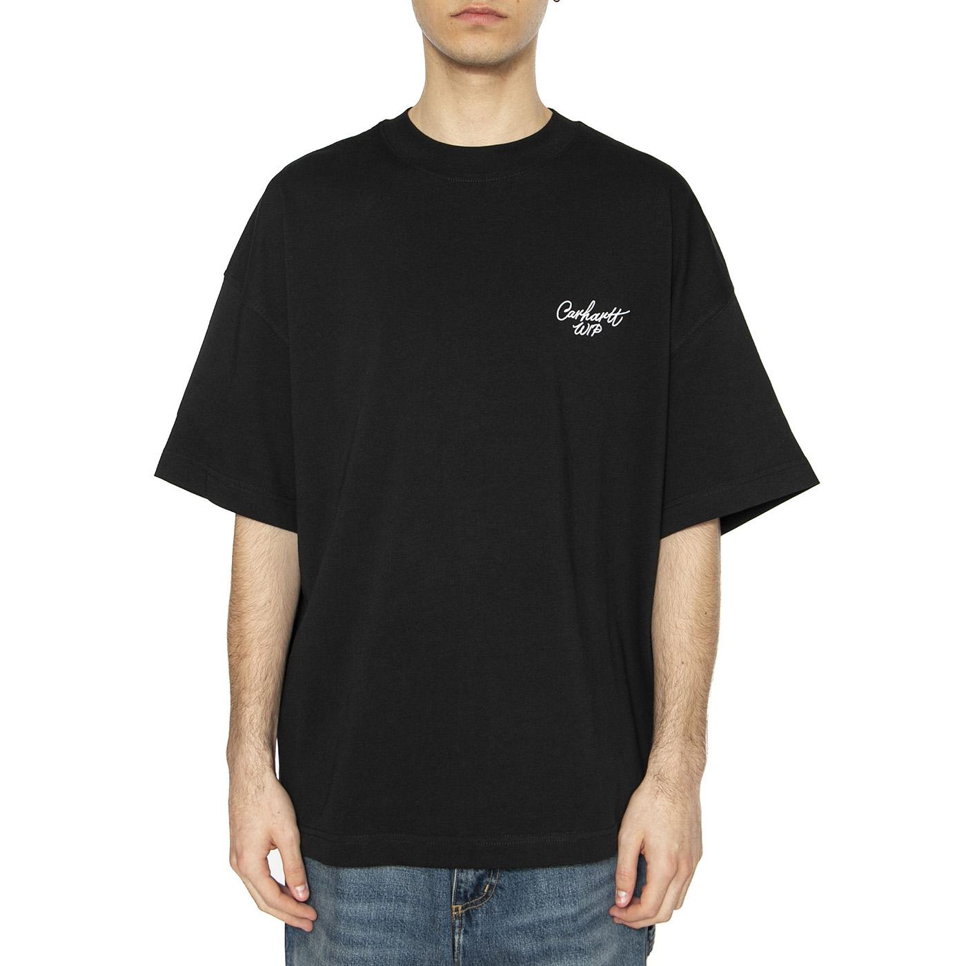 S/S Signature Script T-Shirt Black / White - Maglietta Girocollo Uomo Nera I033828.0D2XX . CARHARTT WIP 