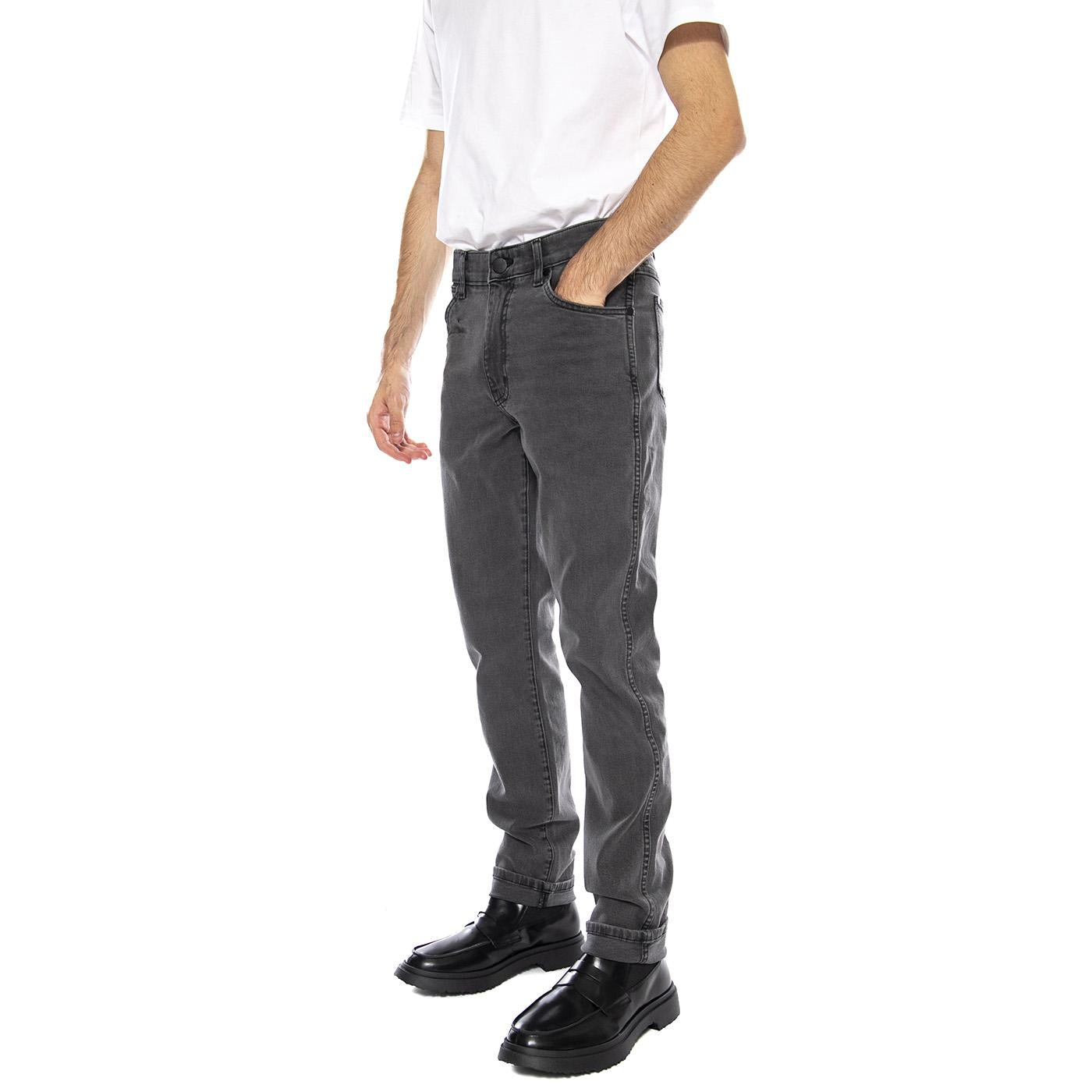 Larston Whispered Wash Black Denim Jeans - Pantaloni Denim Jeans Uomo Neri 112362433  WRANGLER 