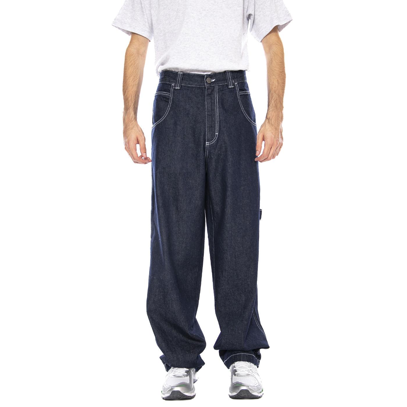 Pantolone Lungo T. Denim Blu Lav Ammorbidito - Pantaloni Denim Jeans Uomo Blu R.GIALLO-L-DNMB-001 . BLUESKIN 