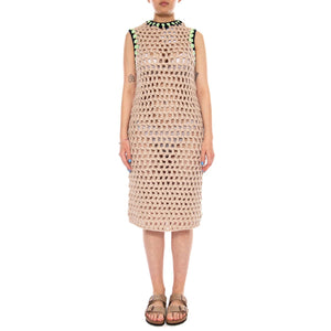 ANGELITA MAXI CROCHET DRESS BEIGE - Abito Perforato Donna Beige 1154391 BG UGG 