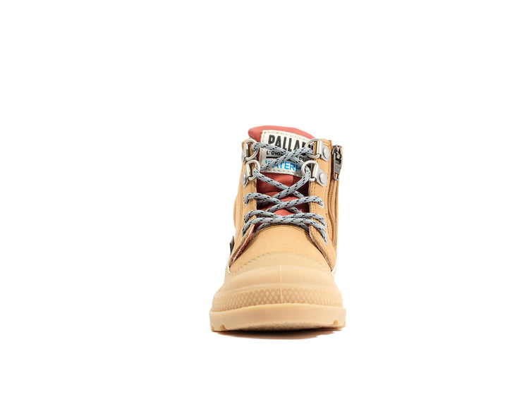Pampa Hi Cuff Hkr Wp Dear Brown - Scarpe Stringate Profilo Alto Bambini Marroni PAK58891-252-M  PALLADIUM 