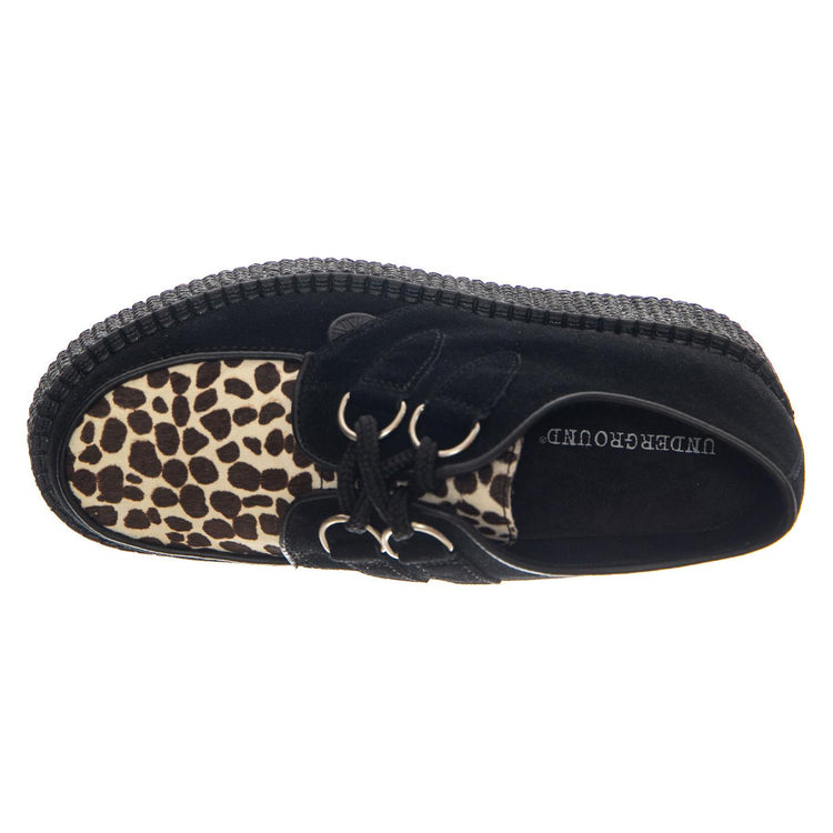 Wulfrun Shoes - Black / Leopard - Scarpe Stringate Profilo Basso Donna Multicolore UDSUM-C010-BKS-LEO . UNDERGROUND 