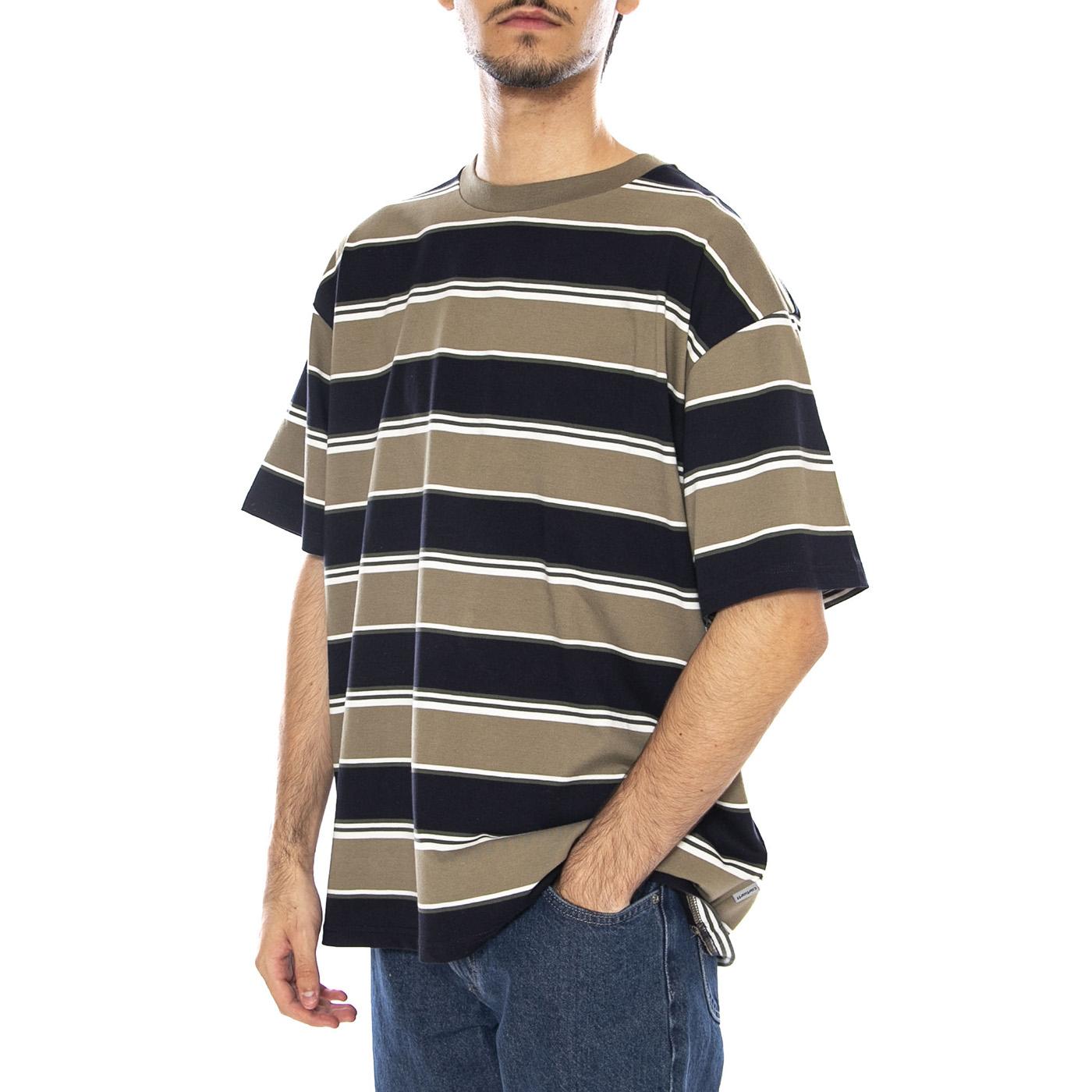S/S Malone T-Shirt Malone Stripe, Brass - Maglietta Girocollo Uomo Multicolore I035301.37XXX . CARHARTT WIP 