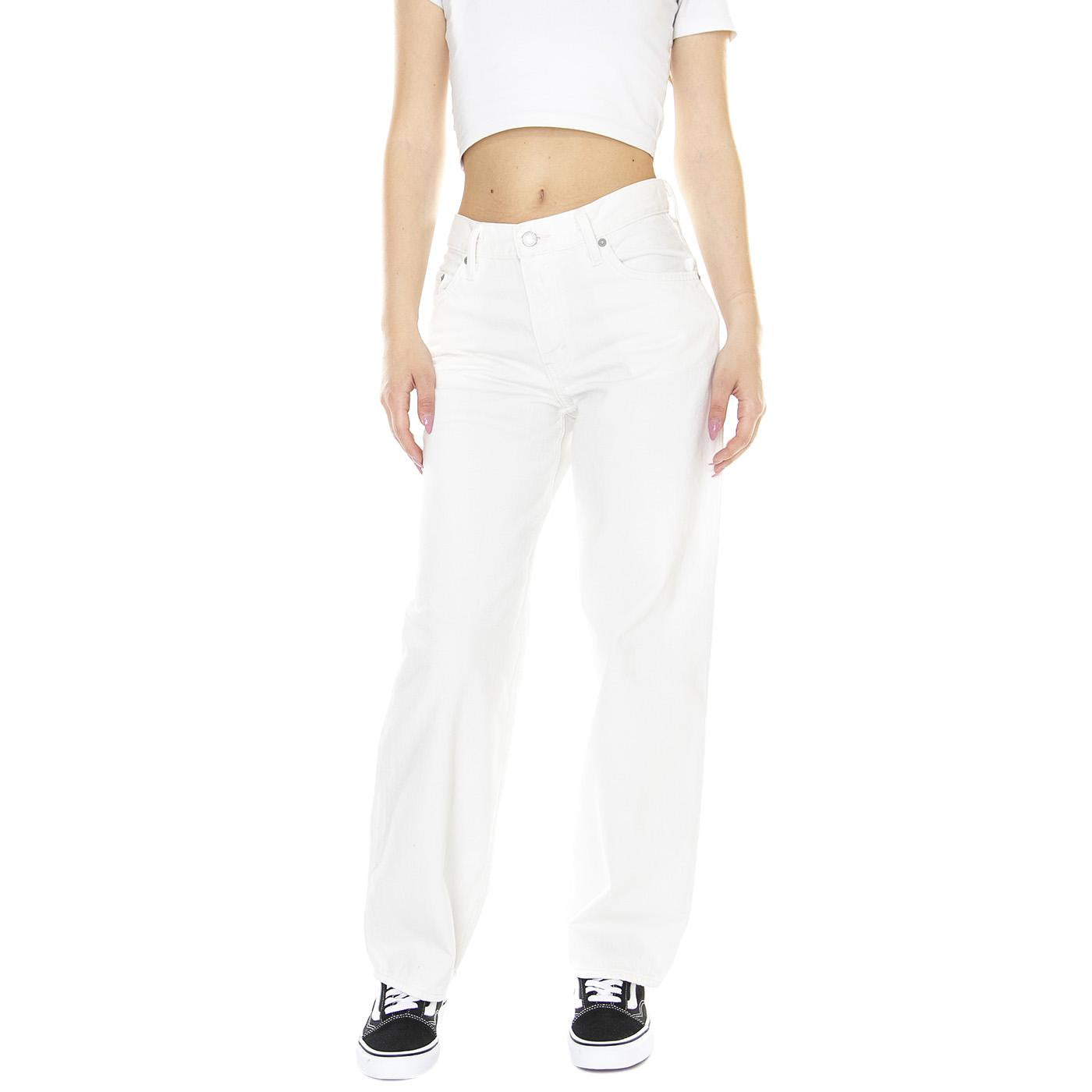 W' Wellthreated Baggy Dad Pale Bloom Neutral - Pantaloni Donna Bianchi A3028-0003  LEVIS 