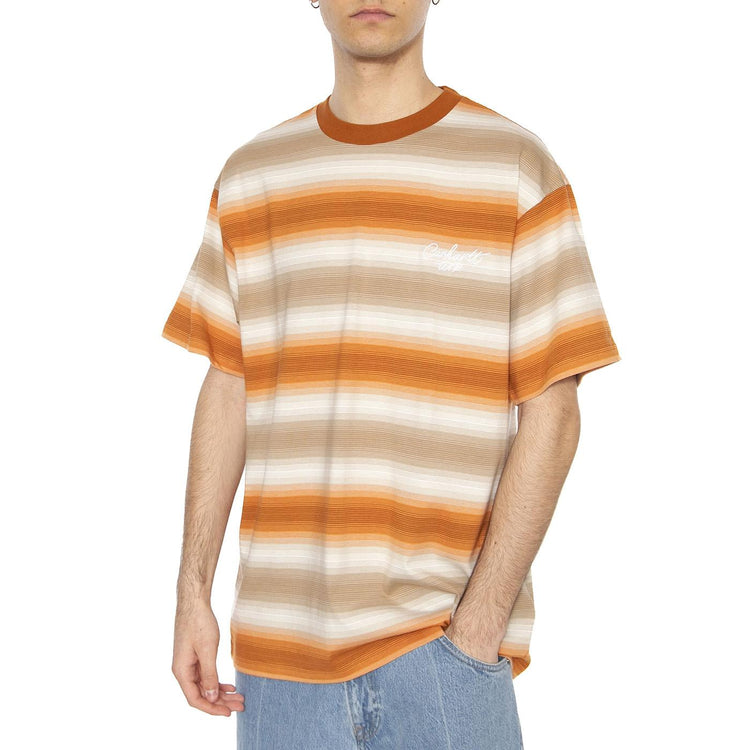 S/S Dashner T-Shirt Dashner Stripe, Pumpkin - Maglietta Girocollo Uomo Multicolore I034489.2Q3XX  CARHARTT WIP 