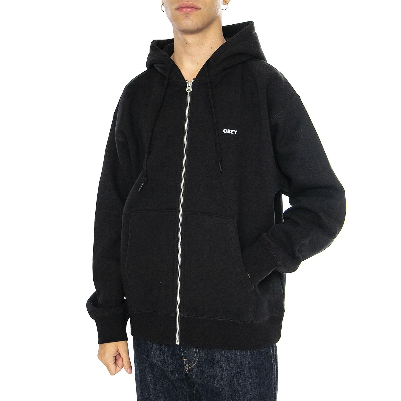 Established Works Bold Zip Hood II Fleece Black - Felpa Uomo Nera 112460022-BLACK . OBEY 
