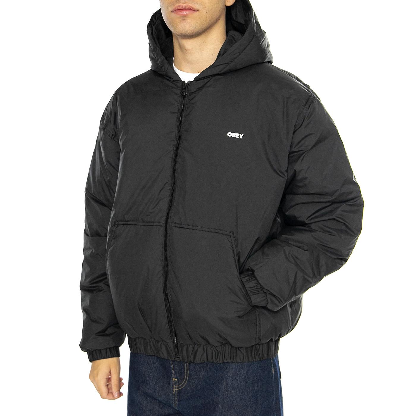 RETREAT HOODED JACKET BLACK - Giacca con Cappuccio Uomo Nera 121800547 BLK OBEY 