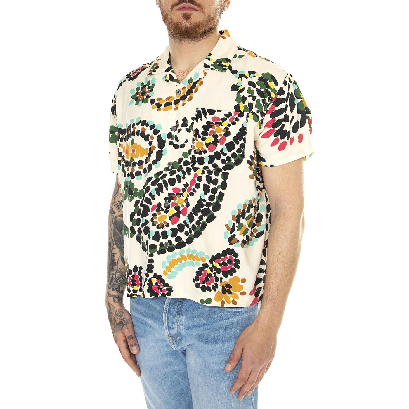 Paisley Dots Woven S/S White Smoke Multi Shirt - Camicia Maniche Corte Uomo Multicolore 181210396-WTM  OBEY 