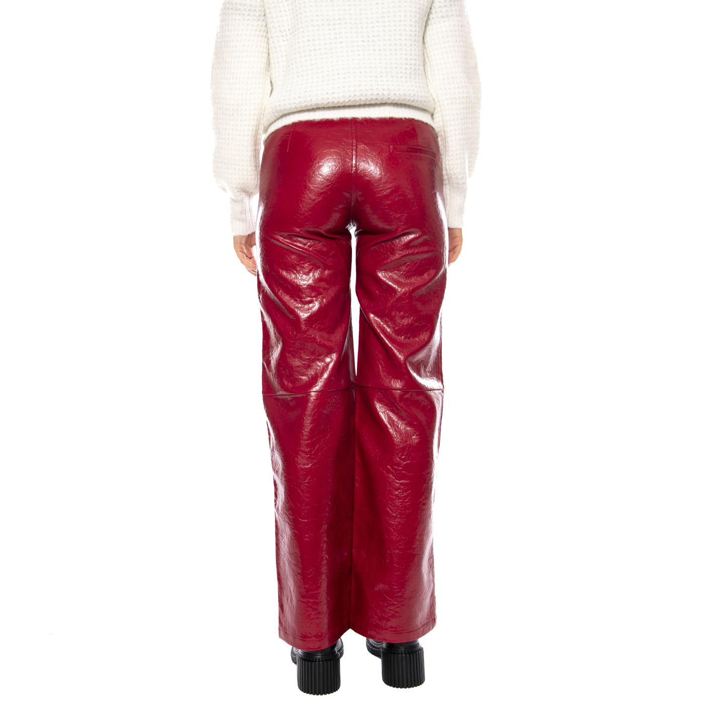 Pantalón Recto Cuero Sintético -- Pantaloni Donna Rossi 53W/11282 Rojo WILD PONY 