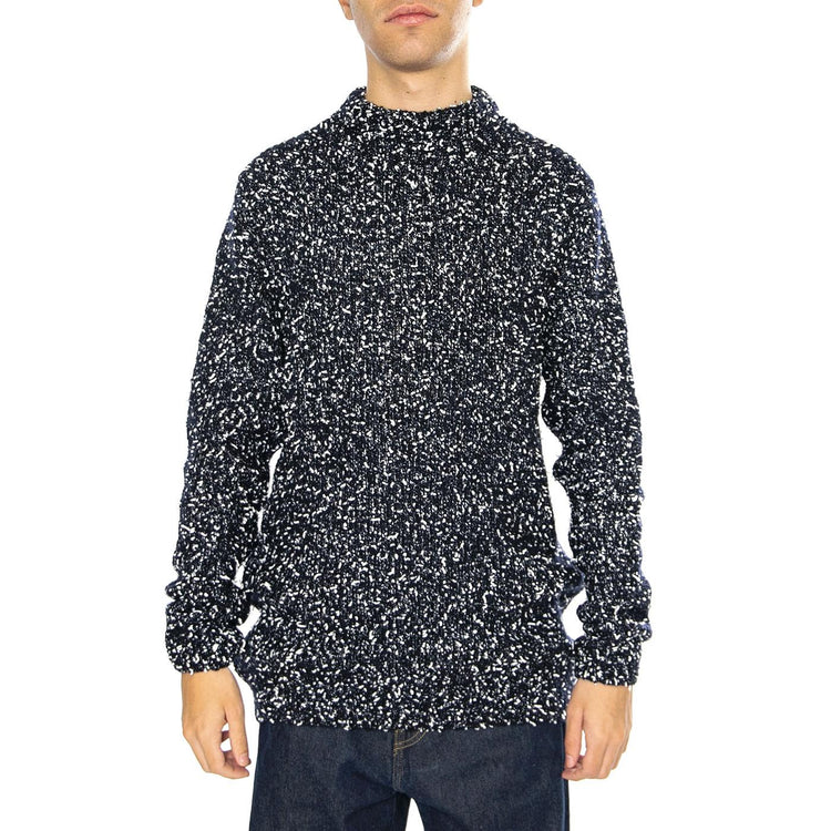 Two Tones Sweater Navy / Navy - Maglione Girocollo Uomo Blu 3085-NAVY  BRAVA FABRICS 