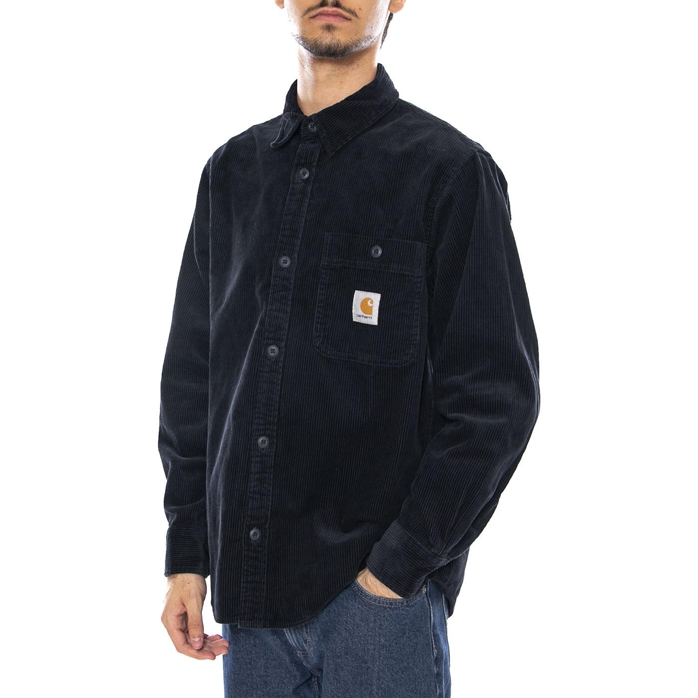L/S Flint Shirt Deep Night - Camicia Uomo Blu I035837.J0XX . CARHARTT WIP 