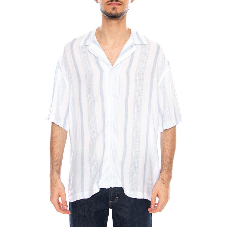 RLX Resort Shirt Beau Blue Stripe White - Camicia Maniche Corte Uomo Bianca / Blu 112378527 BL LEE 