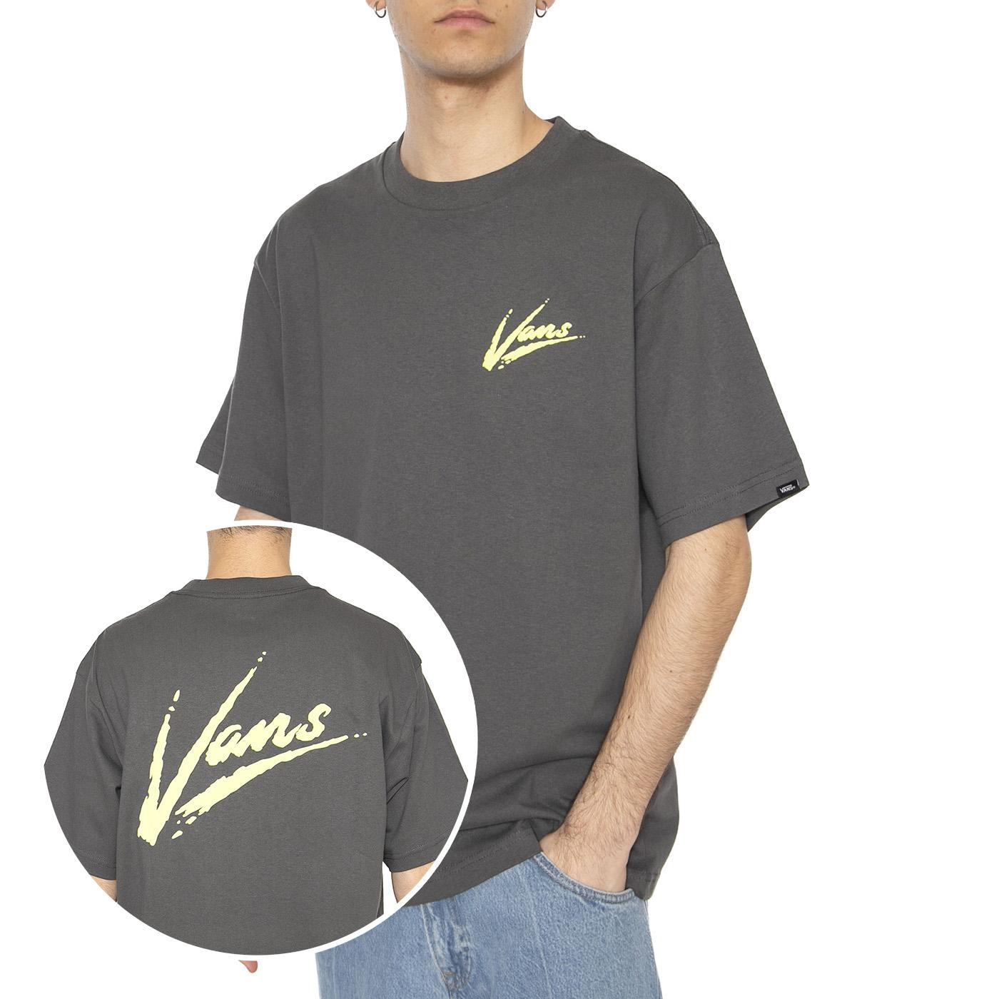 Dettori Loose SS Asphalt / Shadow Lime - Maglietta Girocollo Uomo Grigia VN000K42EBA1  VANS 