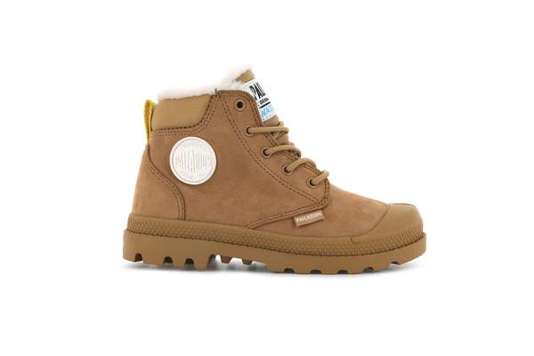 Pampa Hi Cuff Wps Oz Dear Brown - Scarpe Stringate Profilo Alto Bambini Marroni PAK57217-252-M  PALLADIUM 