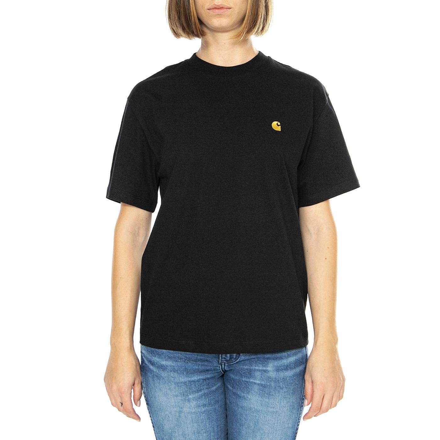 W' S/S Chase T-Shirt Black / Gold - Maglietta Girocollo Donna Nera I033045.00FXX . CARHARTT WIP 