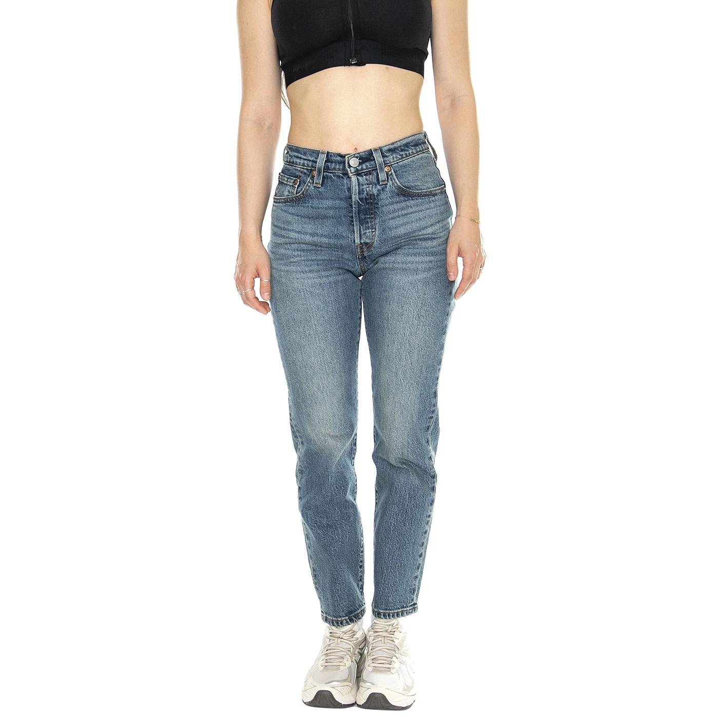 501 Crop Stand Off Dark Indigo Worn In - Pantaloni Denim Jeans Donna Blu 36200-0291  LEVIS 