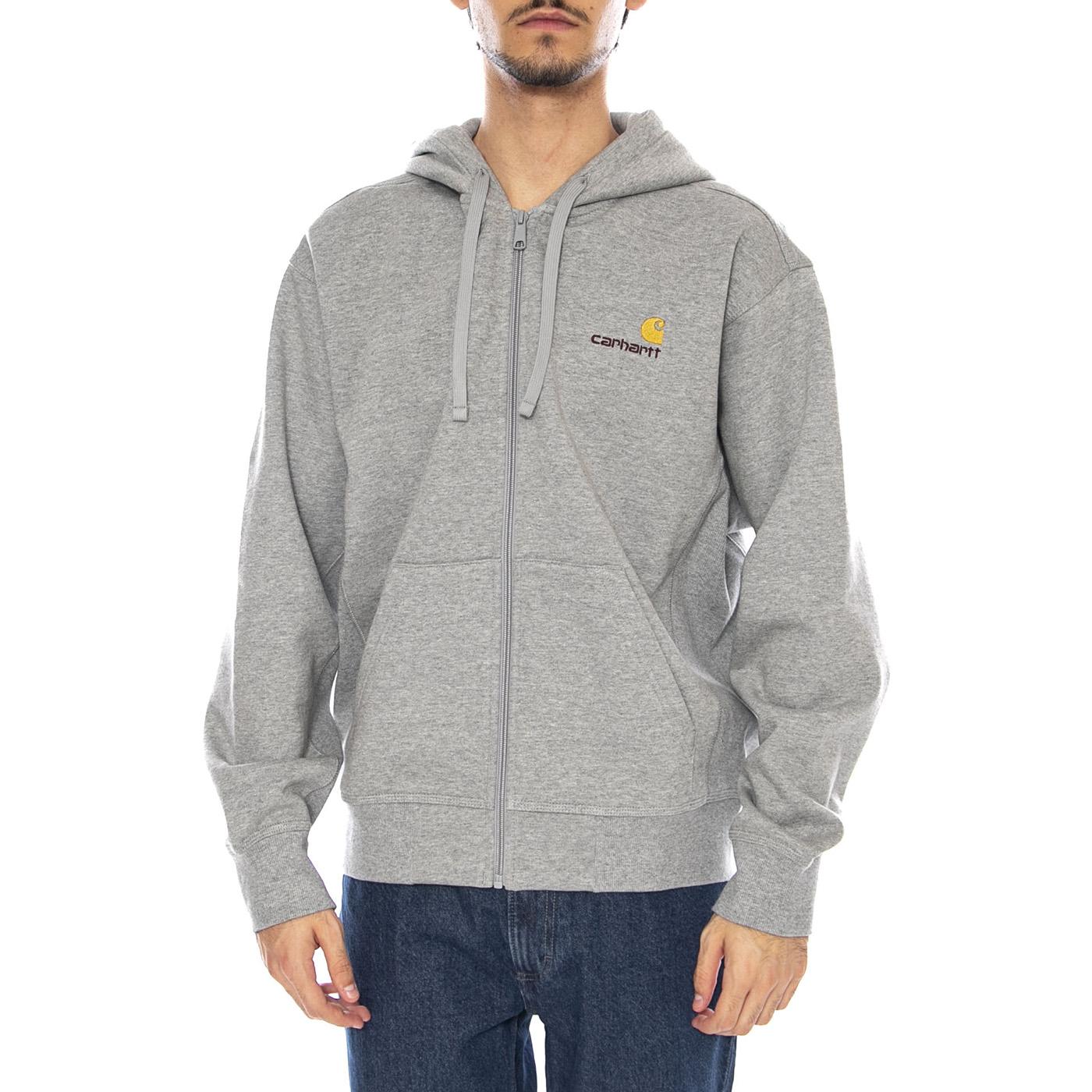 Hooded American Script Jacket Grey Heather - Felpa con Cappuccio Uomo Grigia I033063.V6XX . CARHARTT WIP 